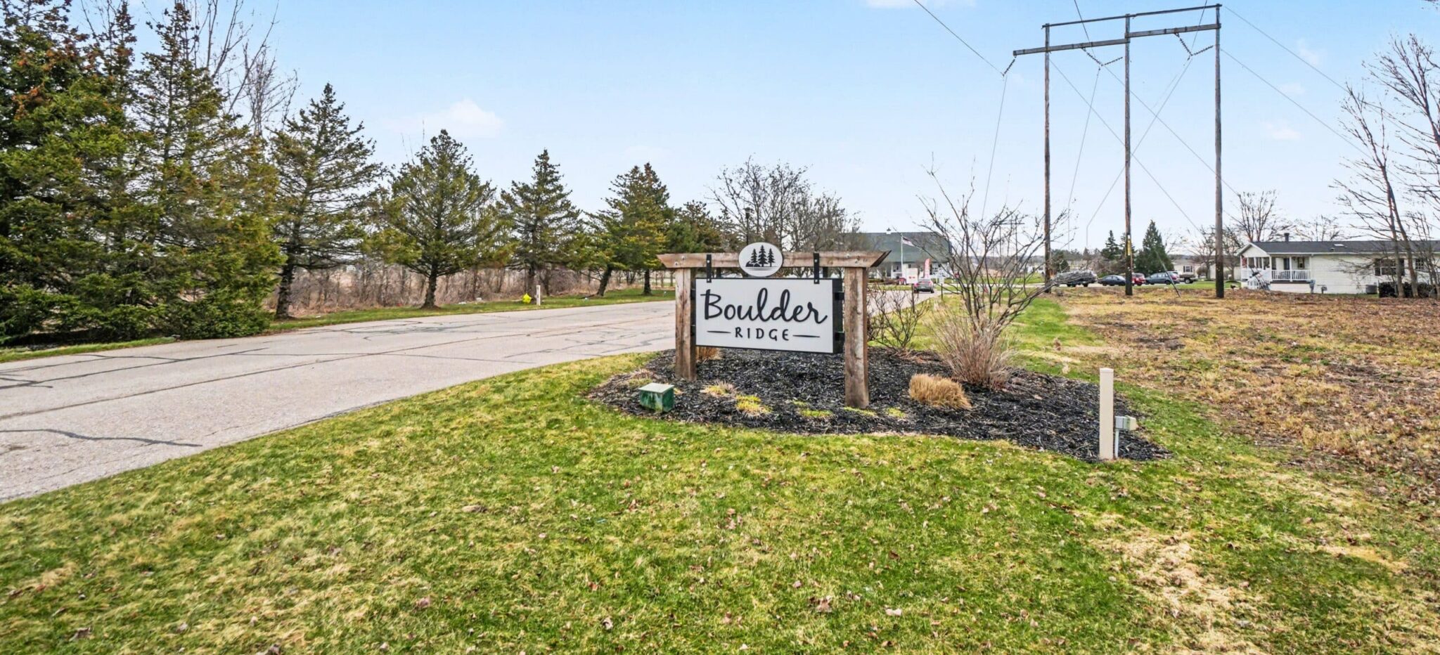 Boulder Ridge entrance sign at the manufactured home community in Allendale, MI