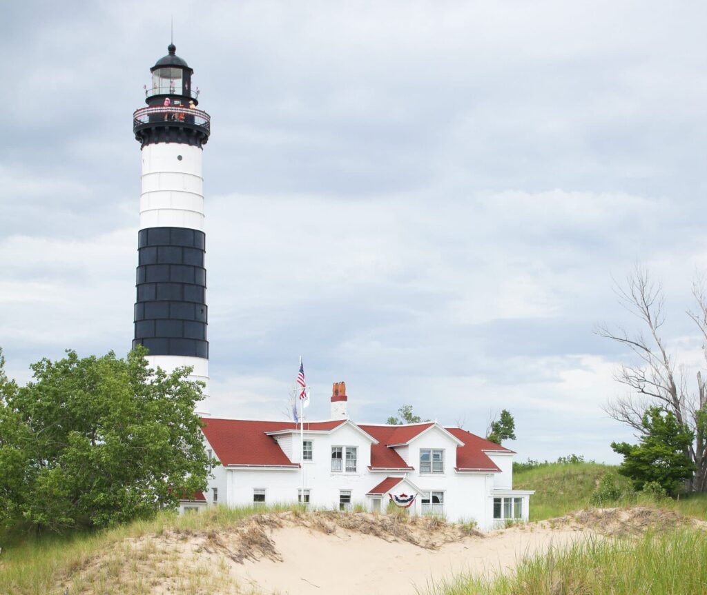 Lake Michigan lighthouse and keeper's house near Grand Haven, Michigan
